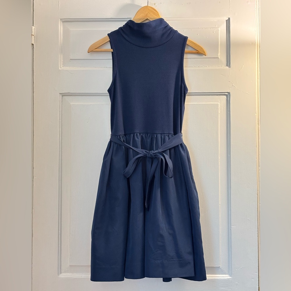 Polo Ralph Lauren Navy Sleeveless Taffeta Mock Neck Dress, size XL 16